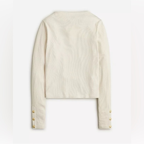 J. Crew Women’s Vintage Rib Split-neck T-shirt Buttons BW070 Sz S In Natural NWT - Picture 1 of 3